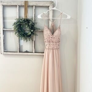 Kennedy Blue Cameron Beaded Detail Blush Pink Padded Formal Prom Dress Size 6